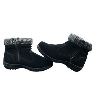 Khombu Black Winter Boots with Gray Knit Cuff